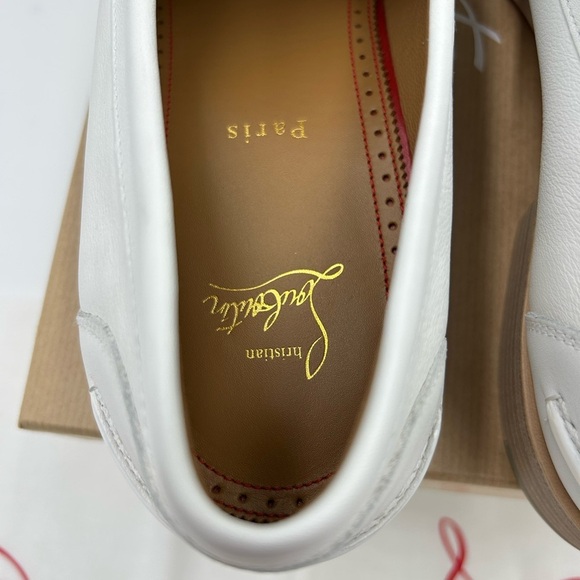 Men\'s Christian Louboutin white leather penny loafers size 45.5 made in Italy main image 6